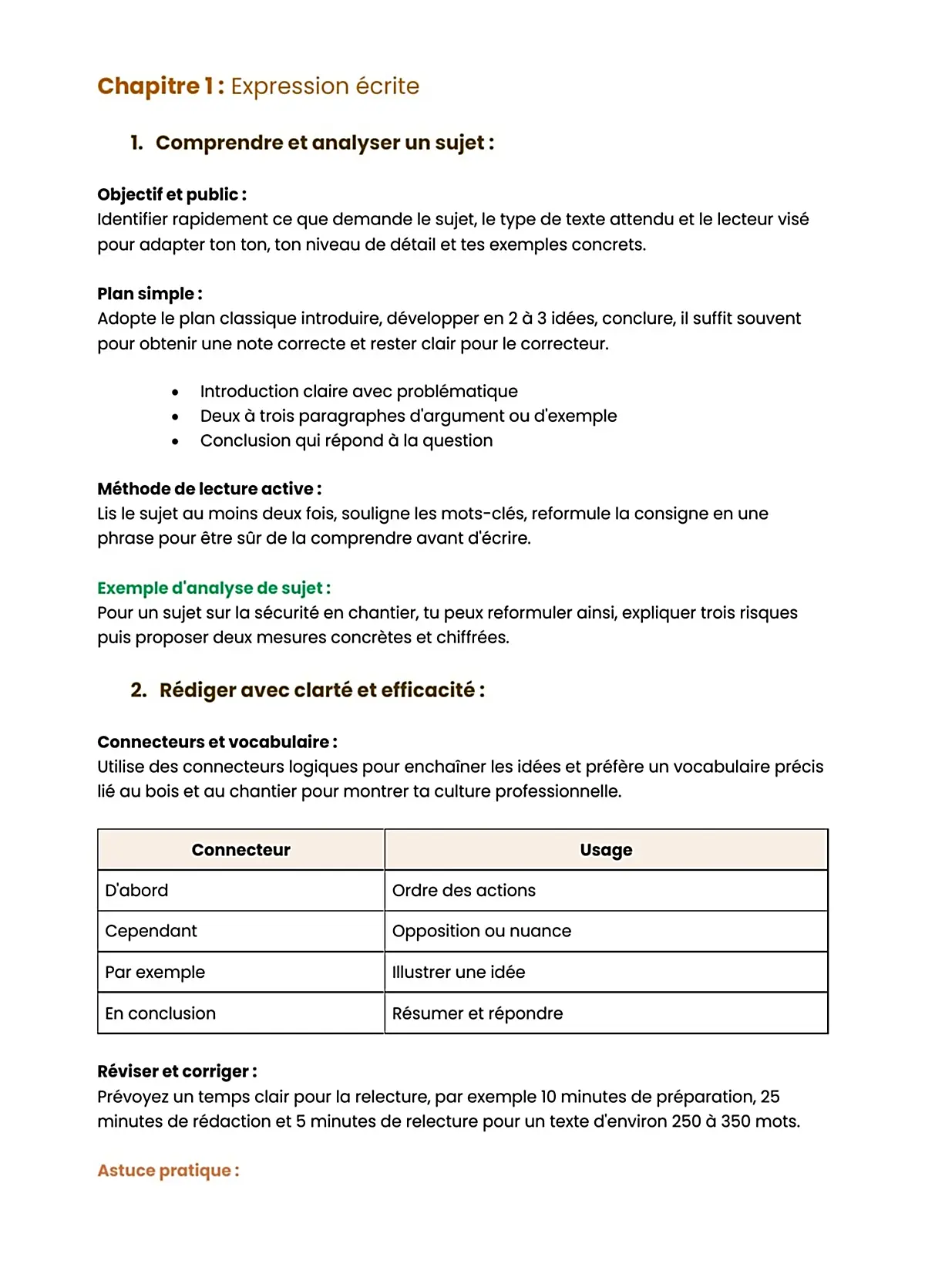 Example Fiche de Révision BP Charpentier